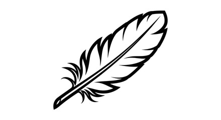 Fototapeta premium Black and white feather illustration isolated on white background