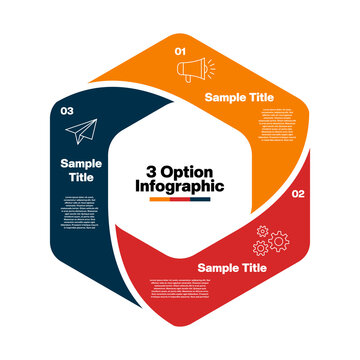 3 option infographic with hexagonal vectors for presentation templates. 3 section infographic. Vector eps.