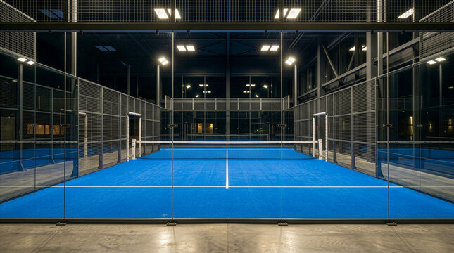 Empty Padel Tennis Court in High-End Sports Complex, Ultra-Realistic View