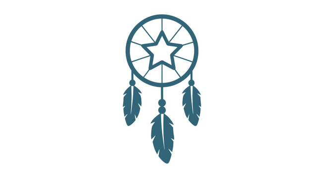 Dreamcatcher with Feathers and Star Symbol.