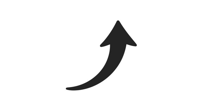 Black Curved Arrow Pointing Upwards.