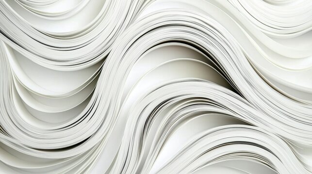 A white paper sculpture with a wave pattern.