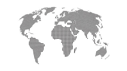 Fototapeta premium 3D Perspective Dotted Halftone World Map Black and White Vector Illustration 