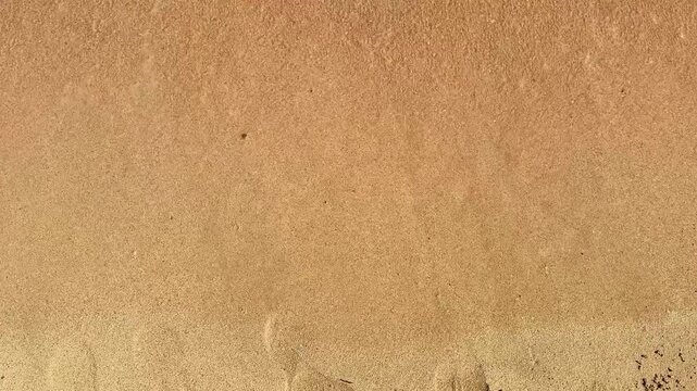 Words written in sand washed away by gentle waves, showcasing the fleeting nature of dreams on a sunny beach with soft golden sand and clear water