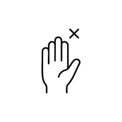 Fototapeta premium Black and white vector hand with cross gesture circus entertainment theme illustration