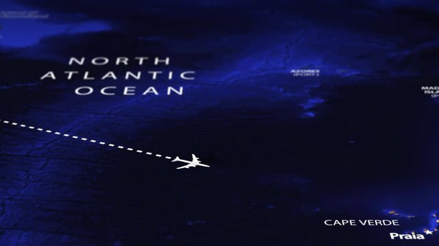 Flight From New York USA to Banjul GAMBIA with flag pins