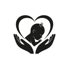 Obraz premium A baby is cradled in hands surrounded by a heart