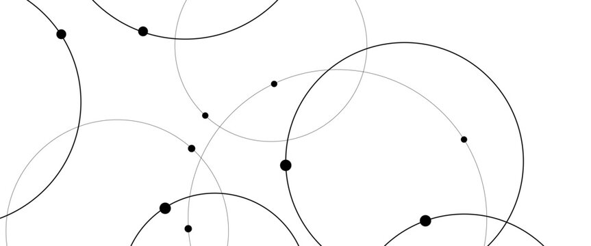 Vector creative technology graphic design element with overlapping circles dots and dashed circles