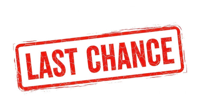 Last chance red grunge rubber stamp isolated on transparent background