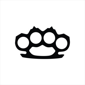 Metal knuckle dusters for hand protection during combat Vector Illustration Isolated on white background