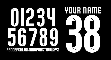  EDITABLE CLASSIC RETRO MODERN SHAPE VECTOR NUMBERSET FOR YOUR JERSEY © ZeaLab
