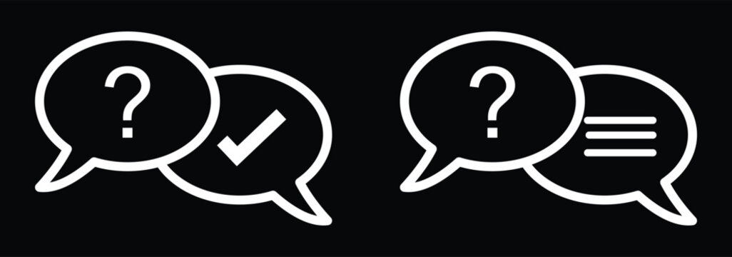 Questions and answers icon flat illustration set logo