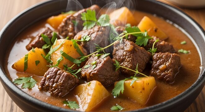 Beef meat stew vegetables hearty meal
