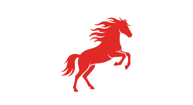 Red Horse Silhouette Running Freely.