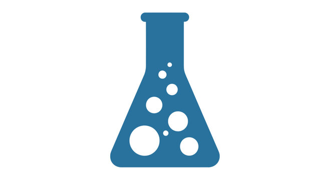 Blue Erlenmeyer Flask with Bubbles Laboratory.