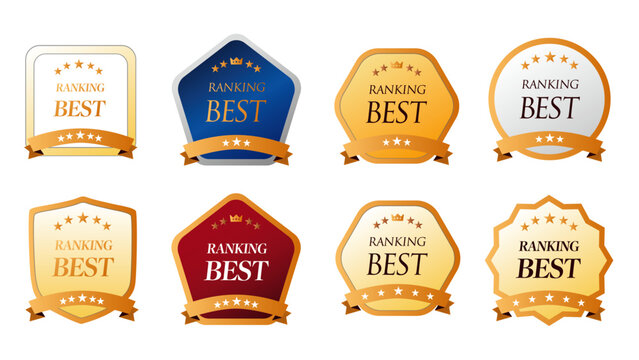 ランキングBESTバッジセット｜受賞・人気・おすすめ訴求の高級フレーム・エンブレム・ベクター：メダルセットC_01_BEST