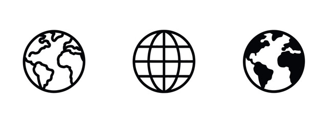 Globe icon set vector illustration featuring web symbols www icon website homepage earth clip art globe symbol design © Well Done