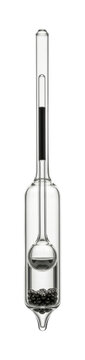 Laboratory glass hydrometer isolated on transparent background