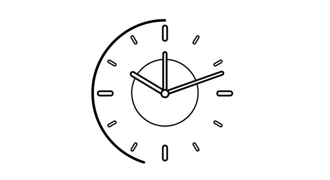Minimalist clock icon illustration showing time concept on white background
