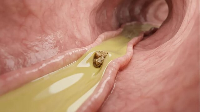 Body Stones of the human internal pathway, showing a large calculus partially blocking the flow of fluid.