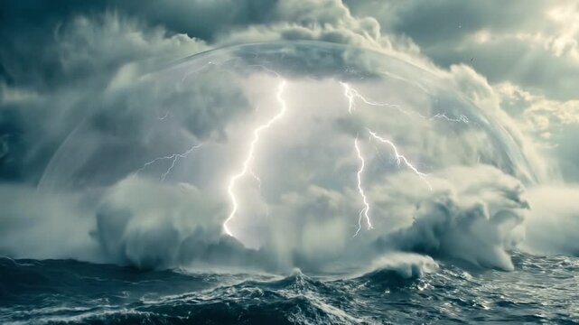 Colossal atmospheric dome separating chaotic ocean and clouds