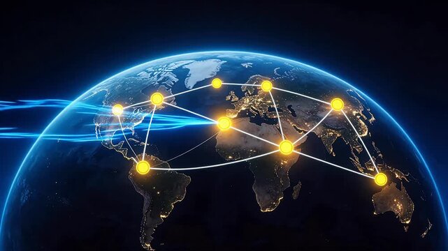 Global network connections on Earth