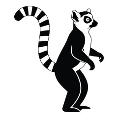 Ringtailed lemur standing on hind legs looking sideways  animal illustration icon © designernur