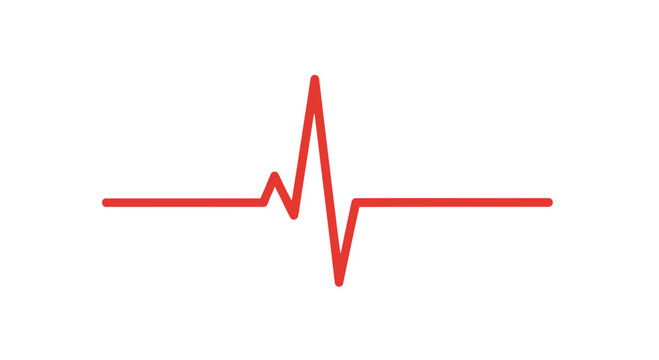 Red Heartbeat Line on White Background.