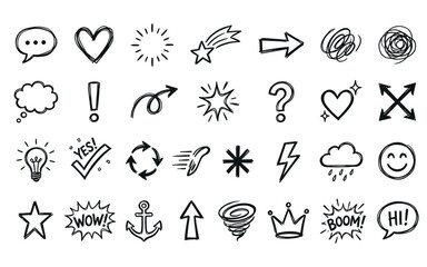 Fototapeta premium Collection of various handdrawn icons and symbols