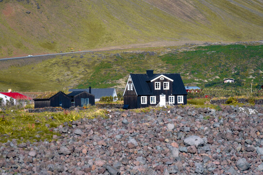 Panorama landscape Arnarstapi in summer on the Snaefellsnes peninsula in western Iceland