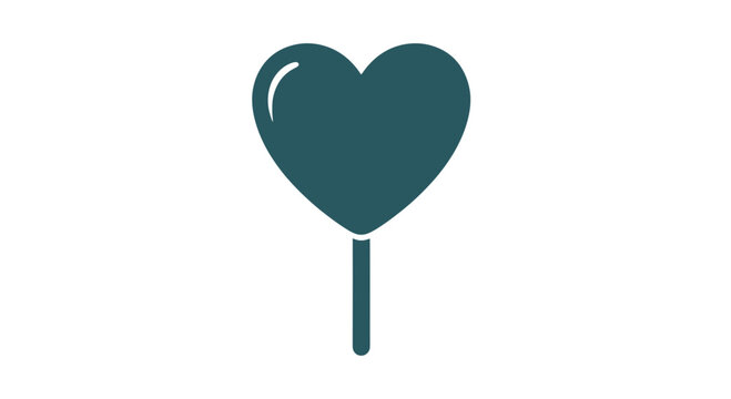 Heart Shaped Lollipop Icon Illustration.