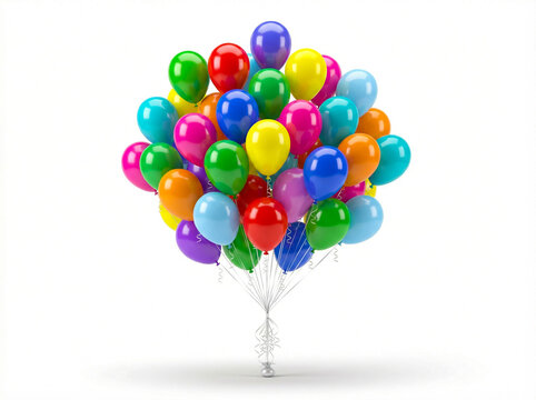 A vibrant bunch of colorful balloons floating in the air