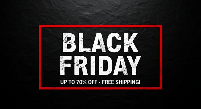 Black friday sale advertisement up to 70 off with free shipping