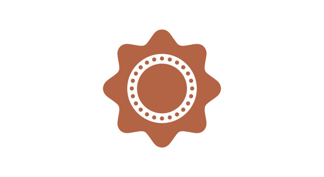 Brown Gear Icon with Dotted Border.