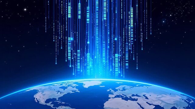 Earth with digital data streams