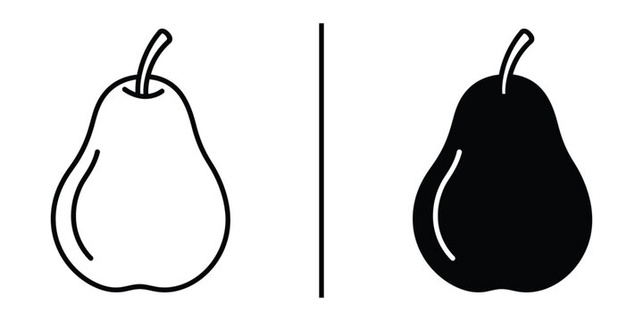 Ripe pear fruit icon set for healthy diet and organic orchard produce.