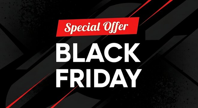 Black friday special offer advertisement bold text on a dynamic background