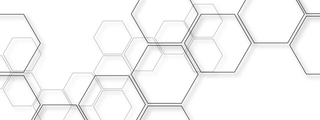 Obraz premium Vector Abstract grey hexagonal honeycomb graphic pattern illustrates advanced scientific technological concept and geometric structure showcases interconnected cells .