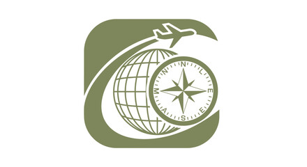 Obraz premium Travel and navigation concept with compass and globe illustration.