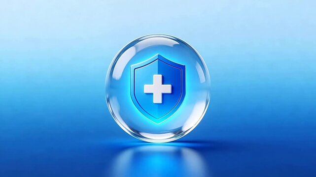 Glass sphere with shield and cross symbol