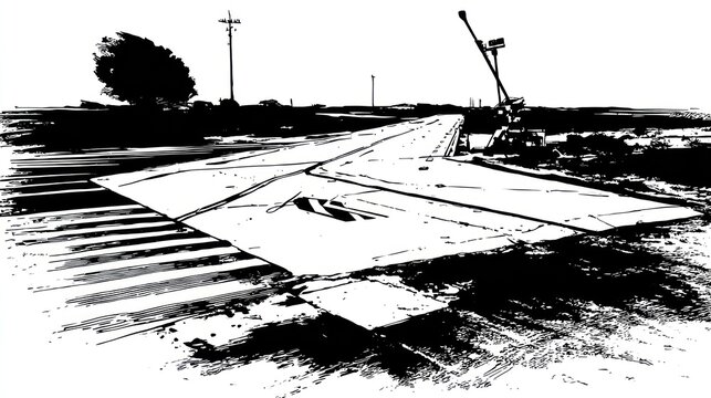 A delta-wing aircraft on a runway, likely for testing, with support equipment in the background