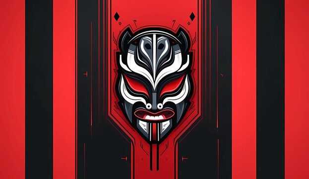 Abstract Modern Interpretation of Indonesian Kelana Mask Graphic Background