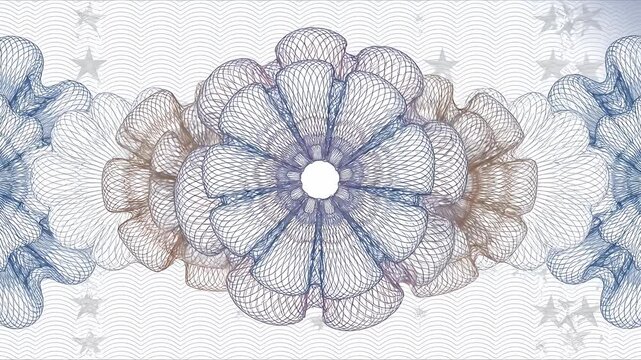 Intricate guilloche floral pattern on abstract security background
