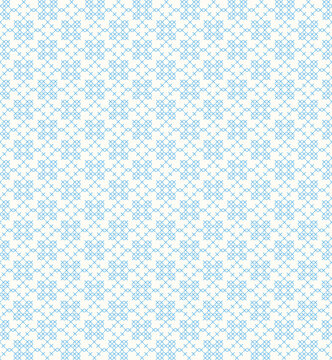 Seamless Cross Stitch Pattern Blue Minimal Embroidery Background Baby Textile Scandinavian Style Vector
