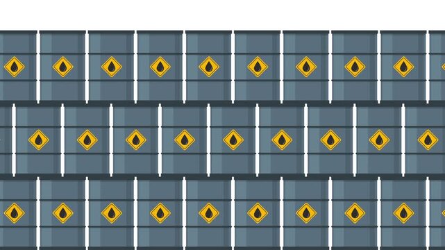 Stacks of Oil barrels on white background