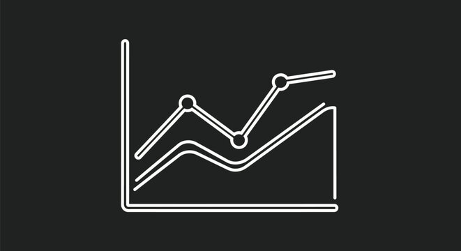 Simple White Line Chart Depicting Business Growth and Statistics.