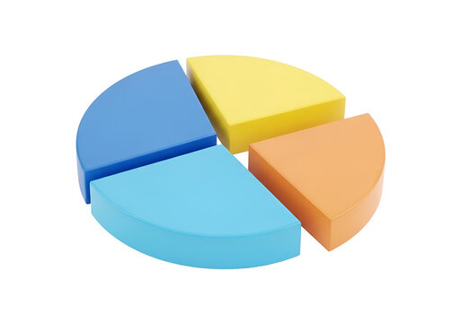 A pie chart divided into four distinct color segments with varying sizes.