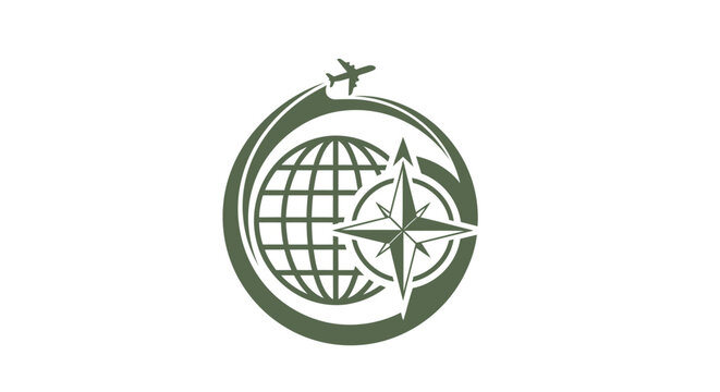 Travel and Exploration Logo - Globe, Compass, and Airplane Symbol.