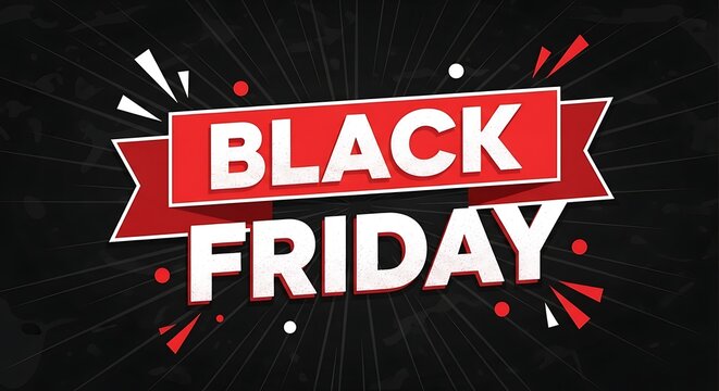 Black friday sale promotion bold red banner with explosive design elements