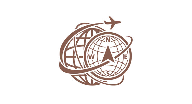 Travel and Exploration Logo Featuring Globe and Compass Design.